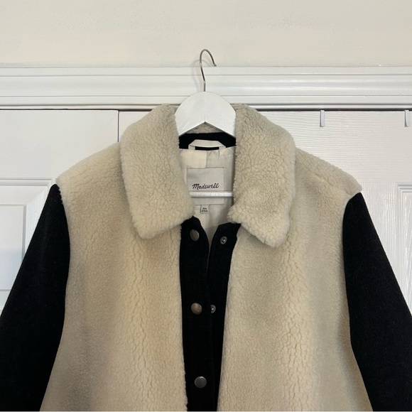 Madewell McClancy Sherpa Two-tone Long Coat‎ XXL black white - Picture 7 of 10